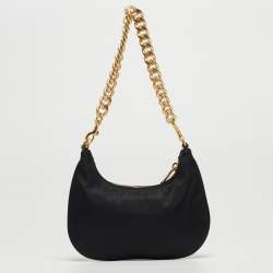 Pre Owned Moschino Black Nylon Logo Pochette 