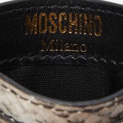 Moschino Grey/White Snakeskin Embossed Leather Card Holder
