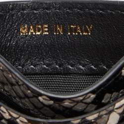Moschino Grey/White Snakeskin Embossed Leather Card Holder