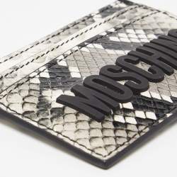 Moschino Grey/White Snakeskin Embossed Leather Card Holder