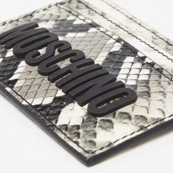 Moschino Grey/White Snakeskin Embossed Leather Card Holder