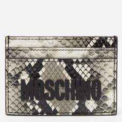 Moschino Grey/White Snakeskin Embossed Leather Card Holder