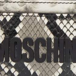 Moschino Grey/White Snakeskin Embossed Leather Card Holder