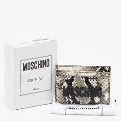 Moschino Grey/White Snakeskin Embossed Leather Card Holder