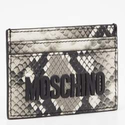 Moschino Grey/White Snakeskin Embossed Leather Card Holder
