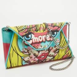 Moschino Multicolor Coated Canvas and Leather Smores Chain Clutch