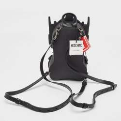 Pre Owned Moschino Multicolor Transformer Bear Faux Leather Backpack 