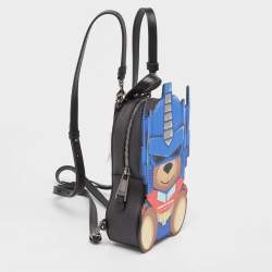 Pre Owned Moschino Multicolor Transformer Bear Faux Leather Backpack 