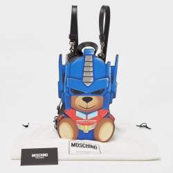 Pre Owned Moschino Multicolor Transformer Bear Faux Leather Backpack 