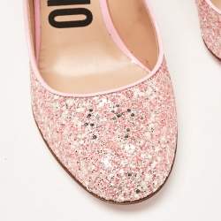 Moschino Pink Glitter and Patent Leather Mary Jane Pumps Size 38