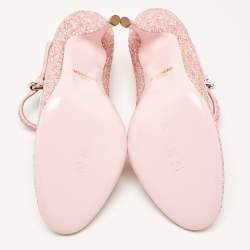 Moschino Pink Glitter and Patent Leather Mary Jane Pumps Size 38