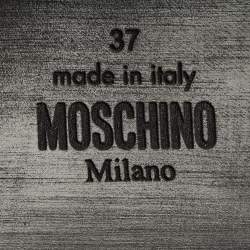 Pre Owned Moschino Black Leather Logo Clogs Size 37