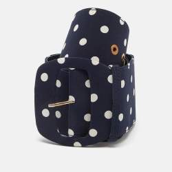 Moschino Navy Blue/White Polka Dot Buckle Wide Belt 