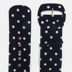 Moschino Navy Blue/White Polka Dot Buckle Wide Belt 