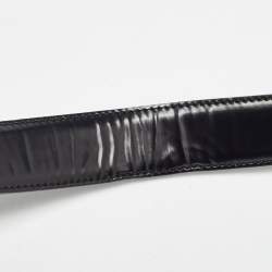 Pre Owned Moschino Black Leather Classic Logo Belt 95 CM