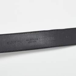 Pre Owned Moschino Black Leather Classic Logo Belt 95 CM