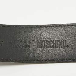 Pre Owned Moschino Black Leather Classic Logo Waist Belt