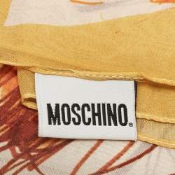 Pre Owned Moschino Larioseta Yellow  Floral Print Silk Stole 