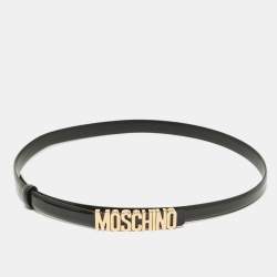Pre Owned Moschino Black Leather Classic Logo Waist Belt