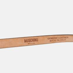 Moschino Turquoise Blue Leather Classic Logo Belt 90 CM