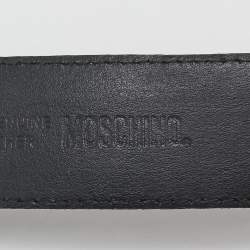 Pre Owned Moschino Black Leather Classic Logo Belt 85CM