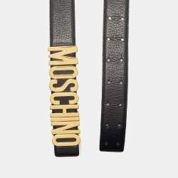 Moschino Black Leather Classic Logo Waist Belt