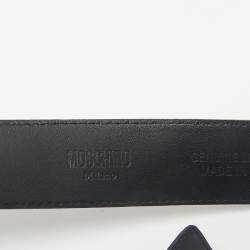 Moschino Black Leather Classic Logo Waist Belt 75CM