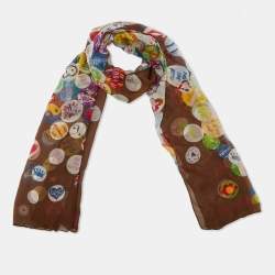 Moschino Larioseta Multicolor Printed Silk Scarf