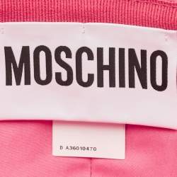 Moschino Pink Quilted Leather Lettering Cap S