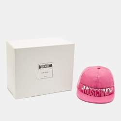 Moschino Pink Quilted Leather Lettering Cap S