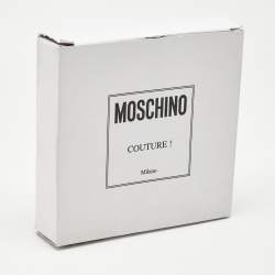 Pre Owned Moschino Red Leather Classic Logo Slim Waist Belt