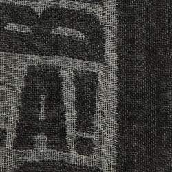 Pre Owned Moschino Grey Bla Bla Wool Blend Fringed Stole