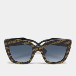 Pre Owned Moschino Black/Gold Gradient MOS148/S Logo Butterfly Sunglasses