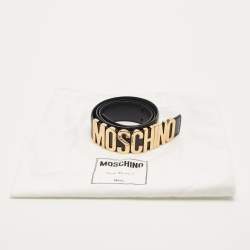 Pre Owned Moschino Classic Logo 95 CM Waist Belt Black Leather