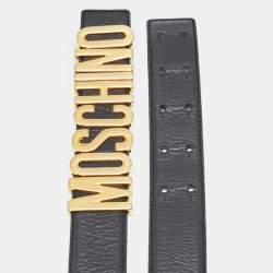 Pre Owned حزام موسكينو إبزيم خصر شعار كلاسيكي جلد بني