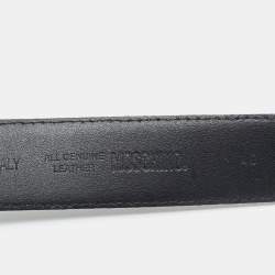 Pre Owned حزام موسكينو إبزيم خصر شعار كلاسيكي جلد بني