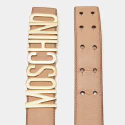 مملوكة مسبقًا Moschino Classic Logo Waist Belt Peach Leather