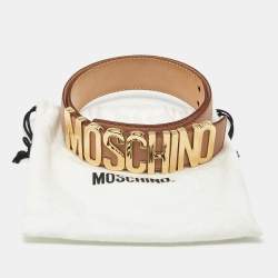 مملوكة مسبقًا Moschino Classic Logo Waist Belt Peach Leather