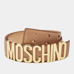 مملوكة مسبقًا Moschino Classic Logo Waist Belt Peach Leather