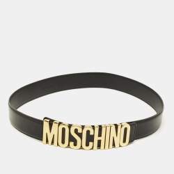 Pre Owned حزام موسكينو إبزيم خصر شعار كلاسيكي جلد بني