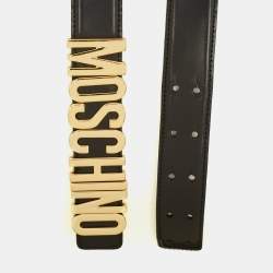 Pre Owned حزام موسكينو إبزيم خصر شعار كلاسيكي جلد بني