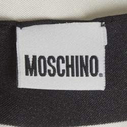 Pre Owned Moschino White Teddy Bear Print Silk Scarf 