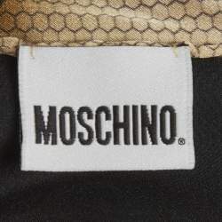 Pre Owned Moschino Black Floral Print Silk Scarf