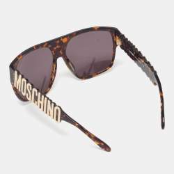 Pre Owned Moschino Tortoise Dark Brown MO771S02 Classic Logo Oversized Sunglasses