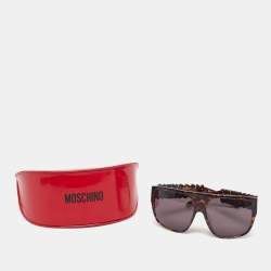 Pre Owned Moschino Tortoise Dark Brown MO771S02 Classic Logo Oversized Sunglasses