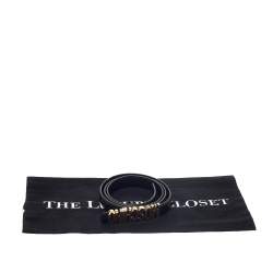 Pre Owned Moschino Black Leather Logo Belt 100CM