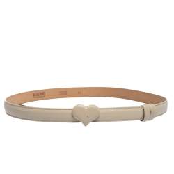 Pre Owned حزام موسكينو جلد عاجي إبزيم قلب 110 سم