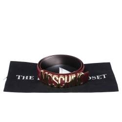 Pre Owned Moschino Red Patent Leather Logo Belt 95CM