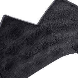 Pre Owned Moschino Black Leather Gold Tone Studded Crown