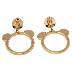 Moschino Teddy Bear Motif Gold Tone Clip On Hoop Earrings Moschino ...